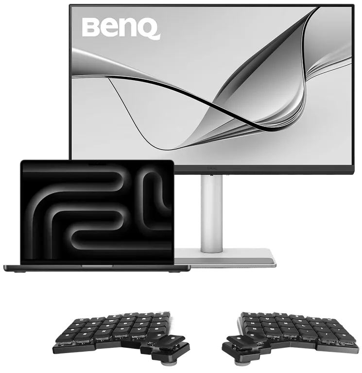 BenQ Monitor, MacBook Pro & Split Keyboard